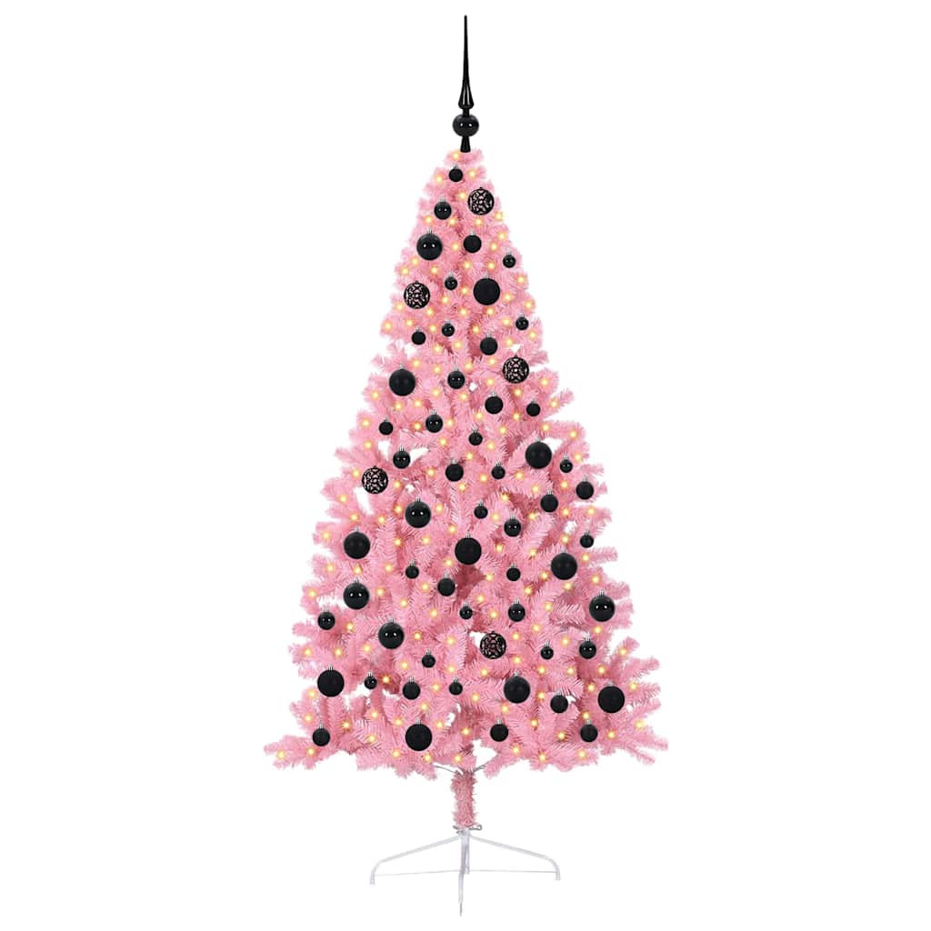Vidaxl kunstmatig voorverlicht kerstboom met 300 led roze 180 cm pvc