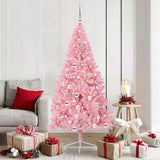Vidaxl kunstmatig voorverlicht kerstboom met 300 led roze 180 cm pvc