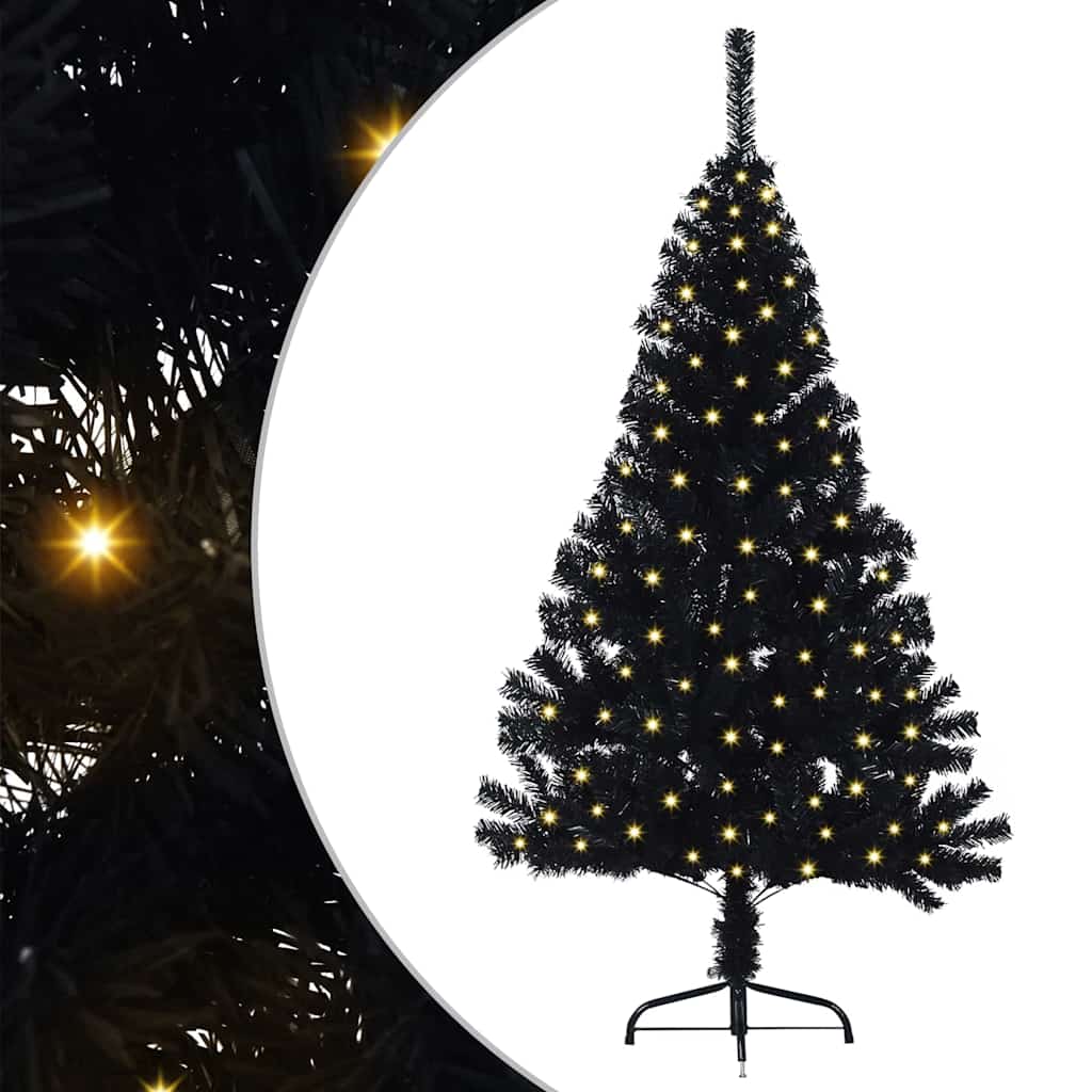 Vidaxl kunstmatig voorverlicht kerstboom met 150 led zwart 120 cm pvc