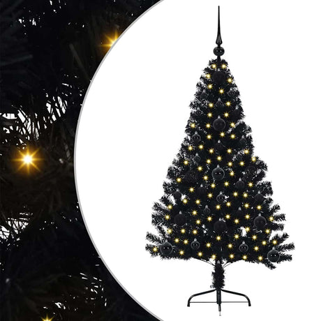 Vidaxl kunstmatig voorverlicht kerstboom met 150 led zwart 120 cm pvc