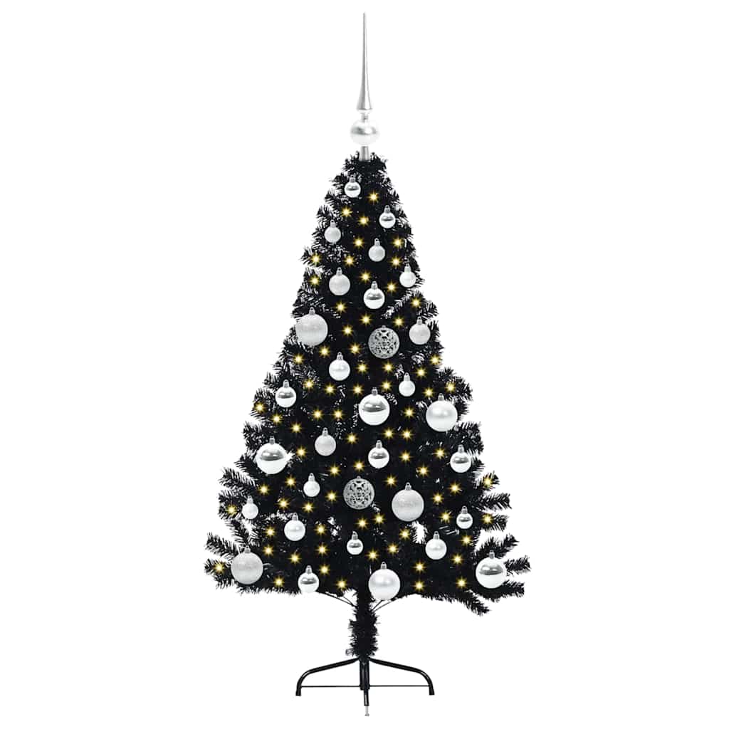 Vidaxl kunstmatig voorverlicht kerstboom met 150 led zwart 120 cm pvc