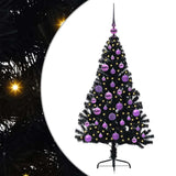 Vidaxl kunstmatig voorverlicht kerstboom met 150 led zwart 120 cm pvc