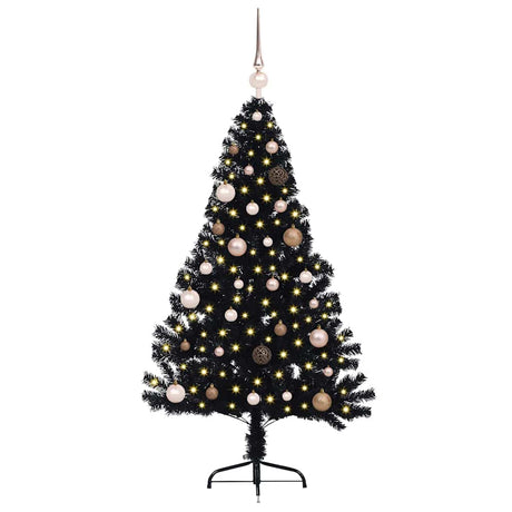 Vidaxl kunstmatig voorverlicht kerstboom met 150 led zwart 150 cm pvc
