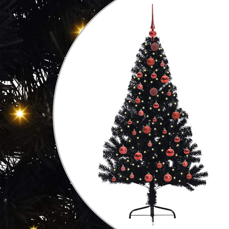 Vidaxl kunstmatig voorverlicht kerstboom met 150 led zwart 150 cm pvc