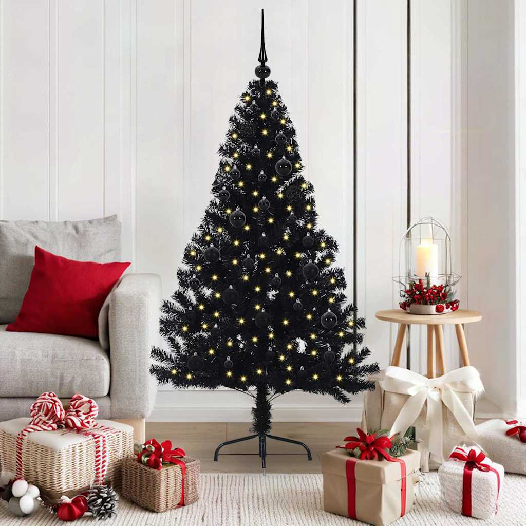 Vidaxl kunstmatig voorverlicht kerstboom met 150 led zwart 150 cm pvc
