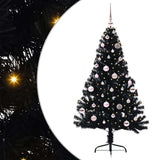 Vidaxl kunstmatig voorverlicht kerstboom met 150 led zwart 150 cm pvc
