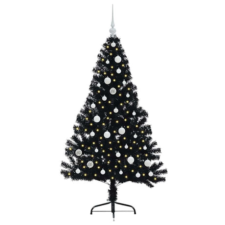 Vidaxl kunstmatig voorverlicht kerstboom met 150 led zwart 150 cm pvc