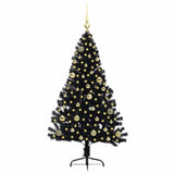 Vidaxl kunstmatig voorverlicht kerstboom met 150 led zwart 150 cm pvc