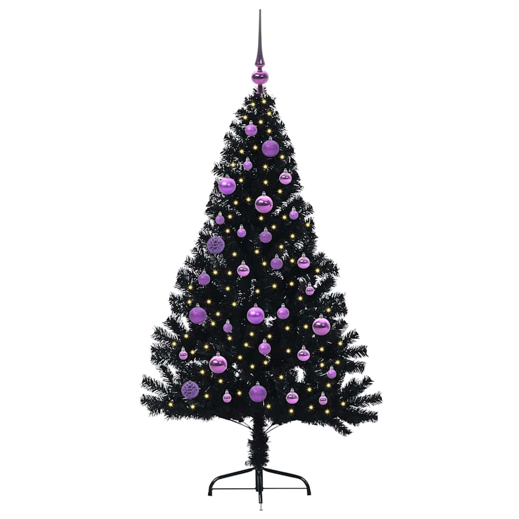 Vidaxl kunstmatig voorverlicht kerstboom met 150 led zwart 150 cm pvc