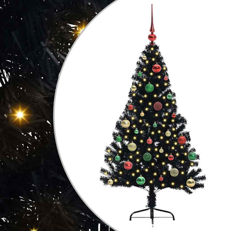 Vidaxl kunstmatig voorverlicht kerstboom met 150 led zwart 150 cm pvc