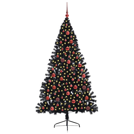 Vidaxl kunstmatig voorverlicht kerstboom met 300 led zwart 180 cm pvc