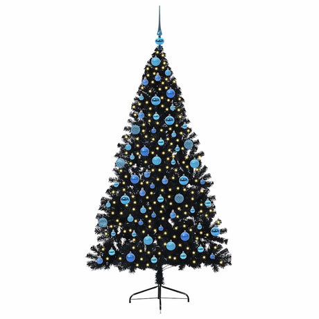 Vidaxl kunstmatig voorverlicht kerstboom met 300 led zwart 180 cm pvc