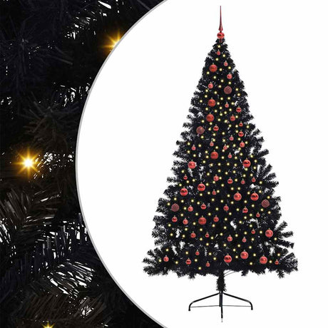 Vidaxl kunstmatig voorverlicht kerstboom met 300 led zwart 210 cm pvc