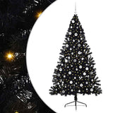 Vidaxl kunstmatig voorverlicht kerstboom met 300 led zwart 210 cm pvc