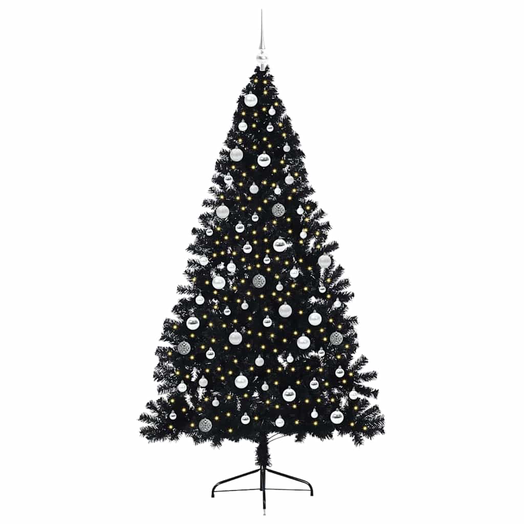 Vidaxl kunstmatig voorverlicht kerstboom met 300 led zwart 210 cm pvc