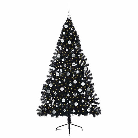 Vidaxl kunstmatig voorverlicht kerstboom met 300 led zwart 210 cm pvc