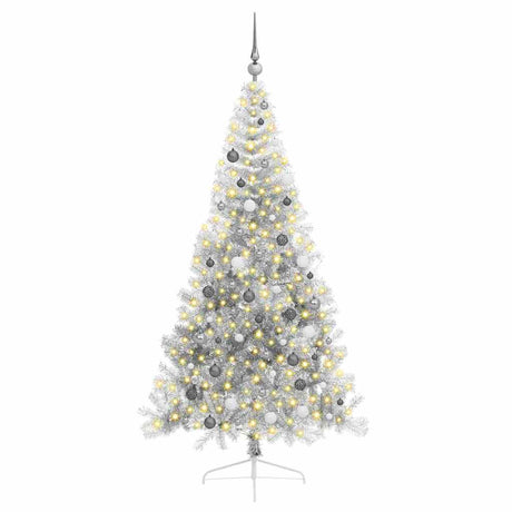 Vidaxl kunstmatig voorverlicht kerstboom met 300 led zilver 210 cm pet
