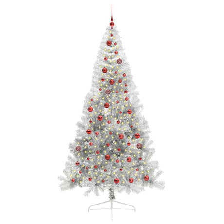 Vidaxl kunstmatig voorverlicht kerstboom met 300 led zilver 210 cm pet