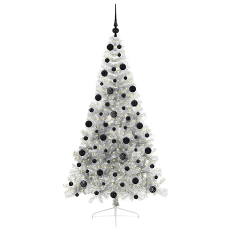 Vidaxl kunstmatig voorverlicht kerstboom met 300 led zilver 210 cm pet