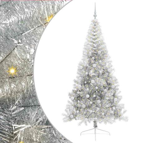 Vidaxl kunstmatig voorverlicht kerstboom met 300 led zilver 210 cm pet