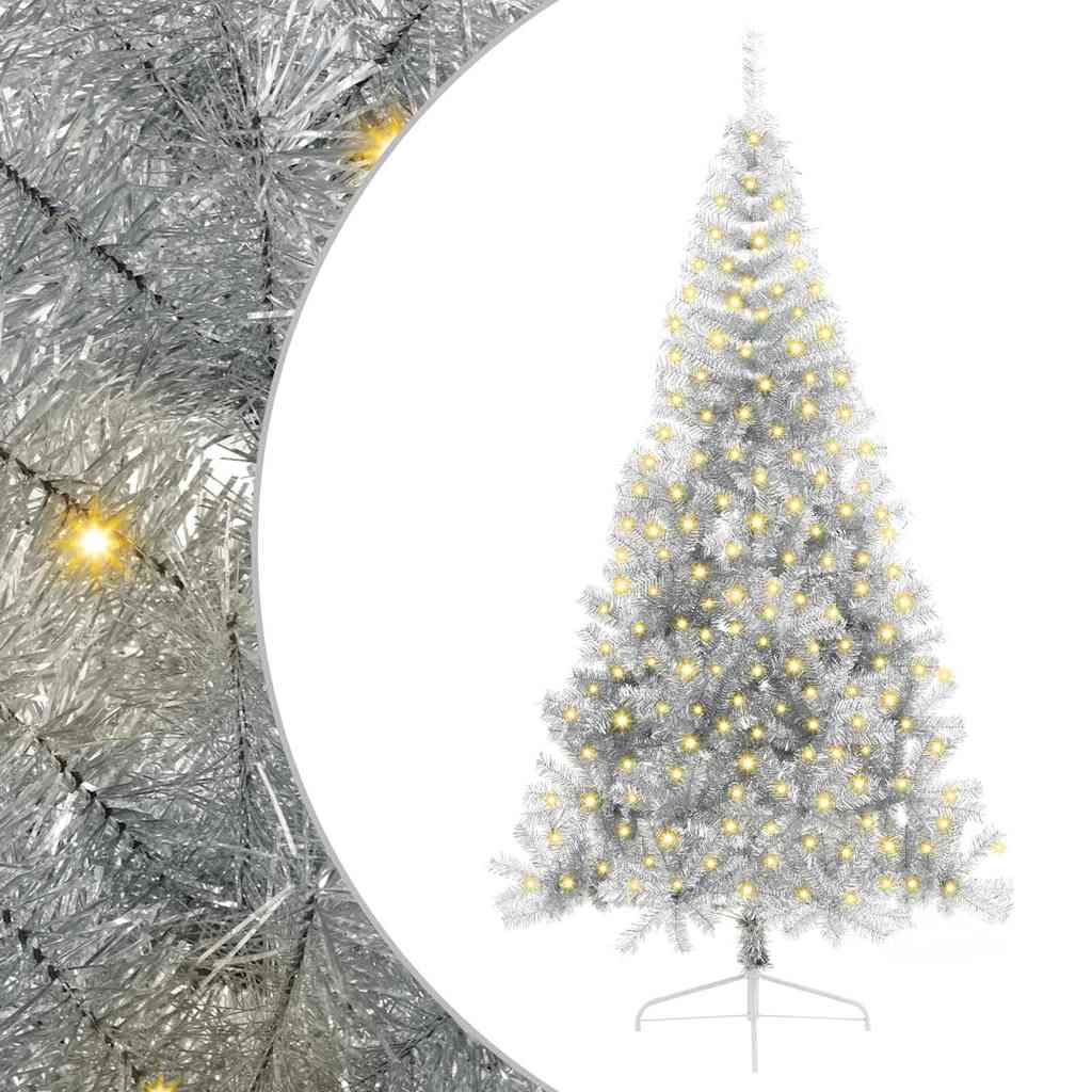 Vidaxl kunstmatig voorverlicht kerstboom met 300 led zilver 240 cm pet
