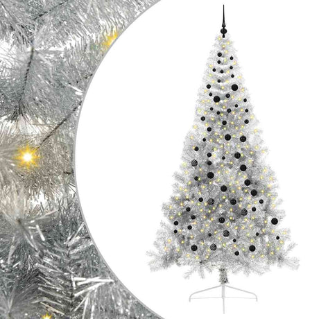 Vidaxl kunstmatig voorverlicht kerstboom met 300 led zilver 240 cm pet