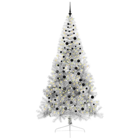Vidaxl kunstmatig voorverlicht kerstboom met 300 led zilver 240 cm pet