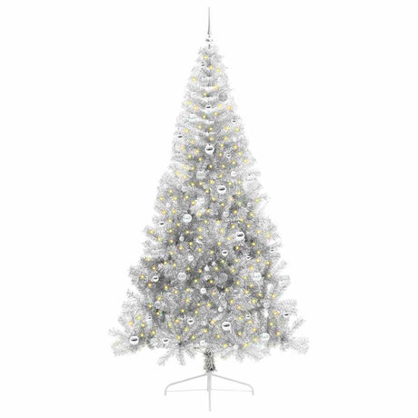 Vidaxl kunstmatig voorverlicht kerstboom met 300 led zilver 240 cm pet