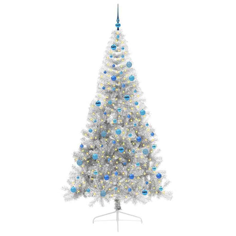 Vidaxl kunstmatig voorverlicht kerstboom met 300 led zilver 240 cm pet