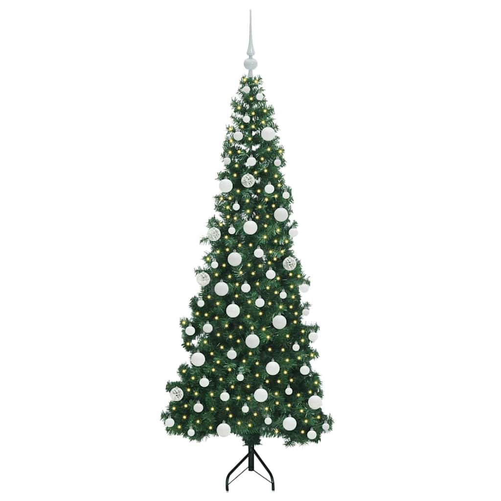 Vidaxl hoek kunstkerstboom met 300 led groen 180 cm pvc en metaal