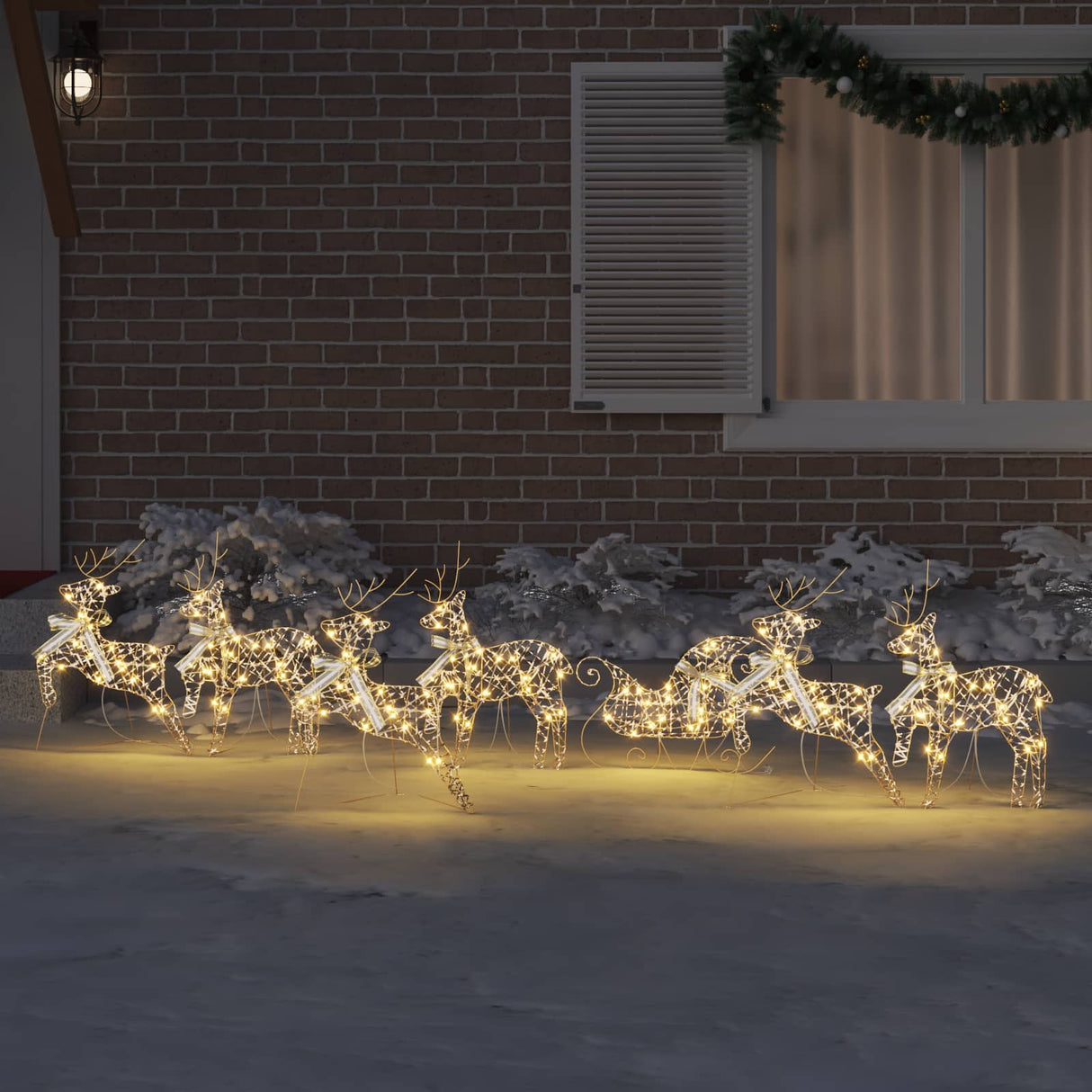 Vidaxl led rendieren met 40 led 7 pcs goud pet