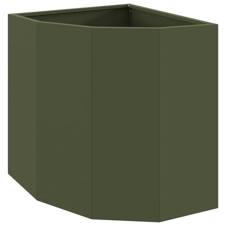Vidaxl hoek plantbak olijfgroen 45 x 45 x 50 cm staal