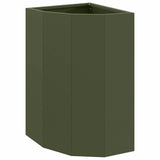 Vidaxl hoek plantbak olijfgroen 30 x 30 x 50 cm staal