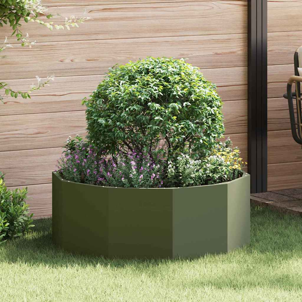 Vidaxl plantenbak olijf groen 90 x 90 x 35 cm staal