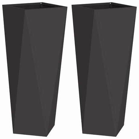 Vidaxl plantenbak 2 pcs zwart 30 x 30 x 75 cm staal