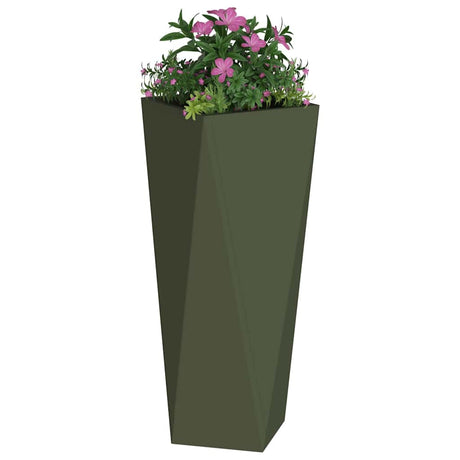 Vidaxl plantenbak 2 pcs olijf groen 30 x 30 x 75 cm staal