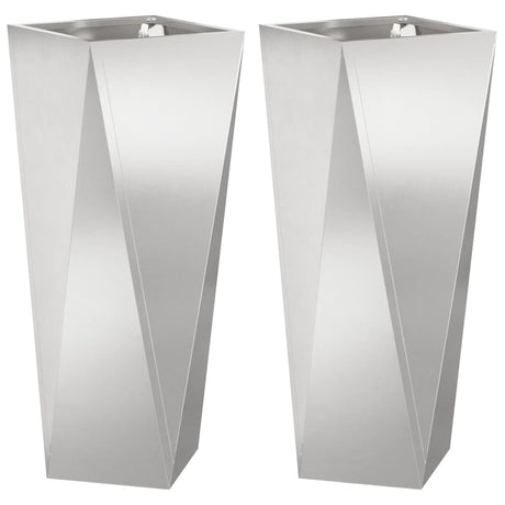 Vidaxl plantenbak 2 pcs zilver 30 x 30 x 75 cm roestvrij staal