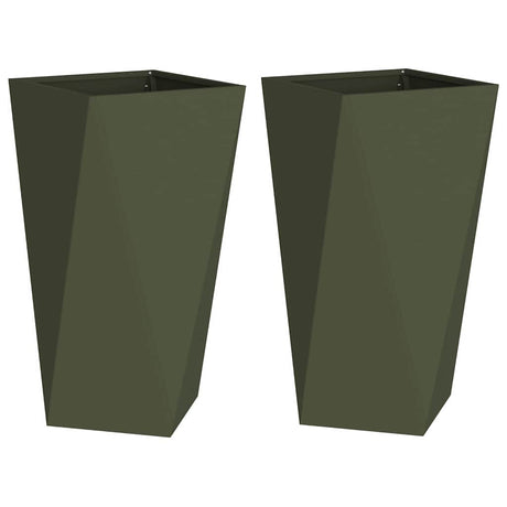 Vidaxl plantenbak 2 pcs olijf groen 40 x 40 x 75 cm staal