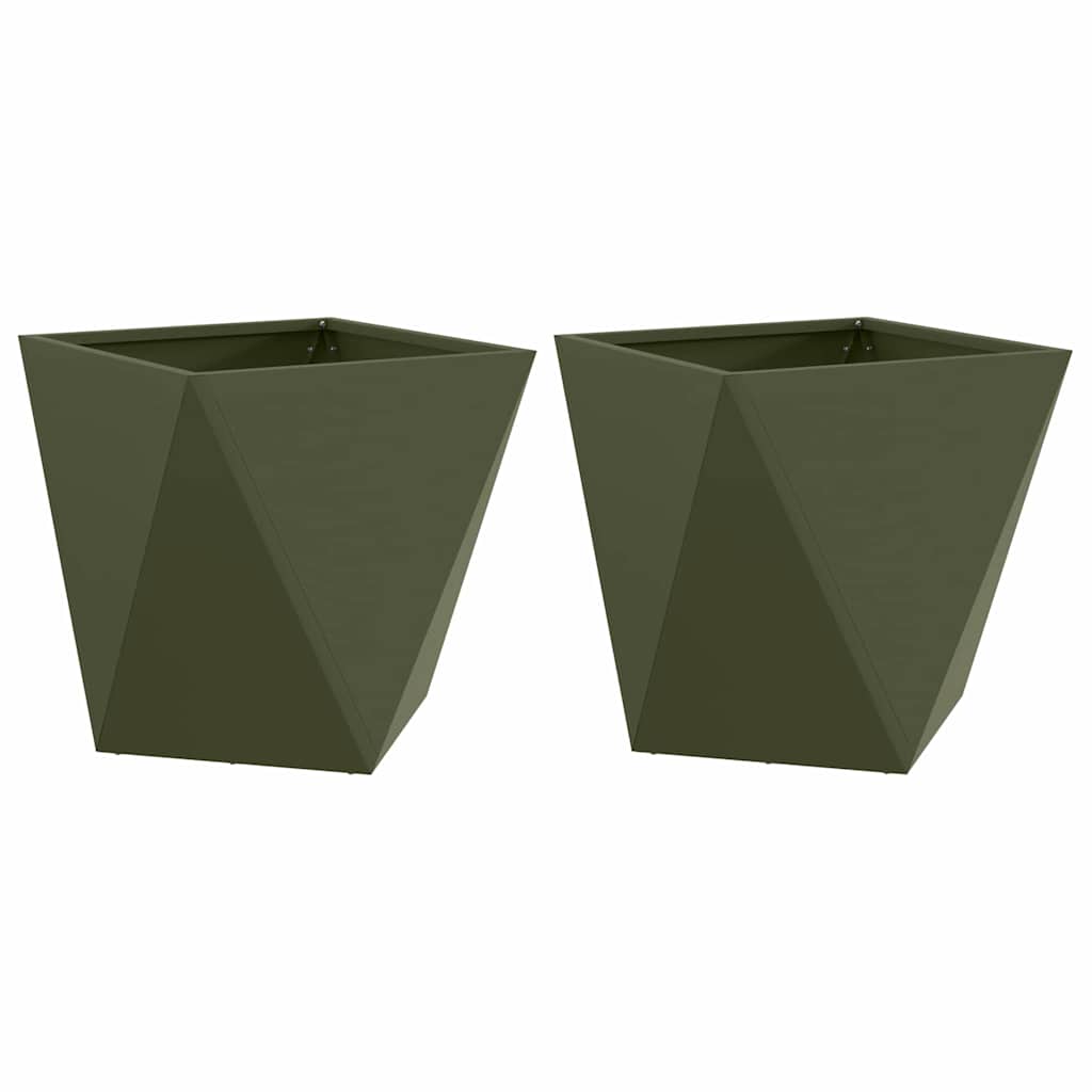 Vidaxl plantenbak 2 pcs olijf groen 50 x 50 x 50 cm staal