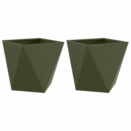 Vidaxl plantenbak 2 pcs olijf groen 50 x 50 x 50 cm staal