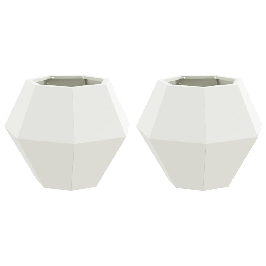 Vidaxl plantenbak 2 pcs wit 50 x 50 x 40 cm staal