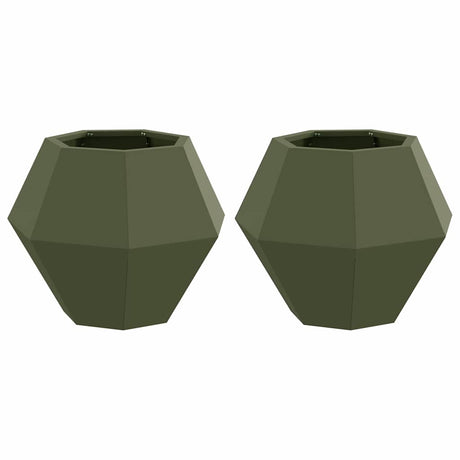 Vidaxl plantenbak 2 pcs olijf groen 50 x 50 x 40 cm staal