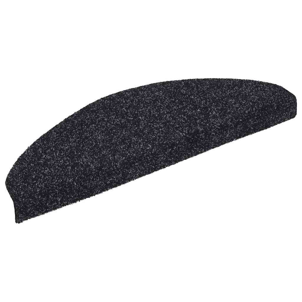Vidaxl trapmatten zelfklevend 30 stuks 65x21x4 cm zwart halfrond groot