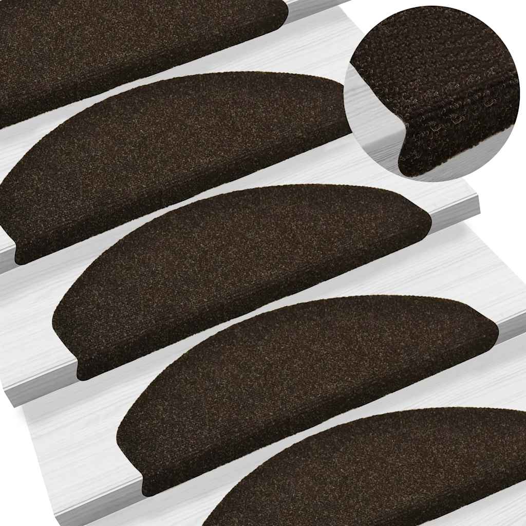 Vidaxl trapmatten zelfklevend 30 stuks 65x21x4 cm donkerbruin halfrond groot