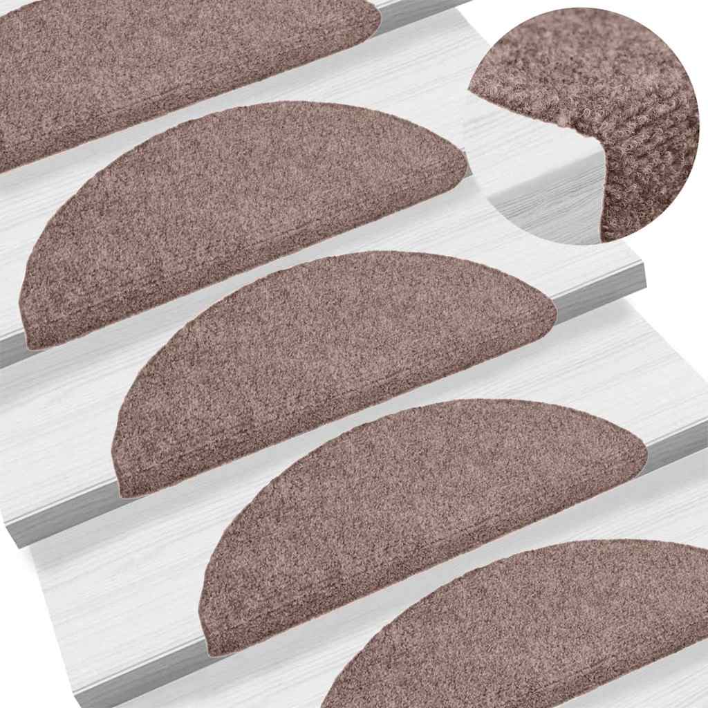 Vidaxl trapmatten zelfklevend 20 stuks 56x17x3 cm lichtbruin halfrond