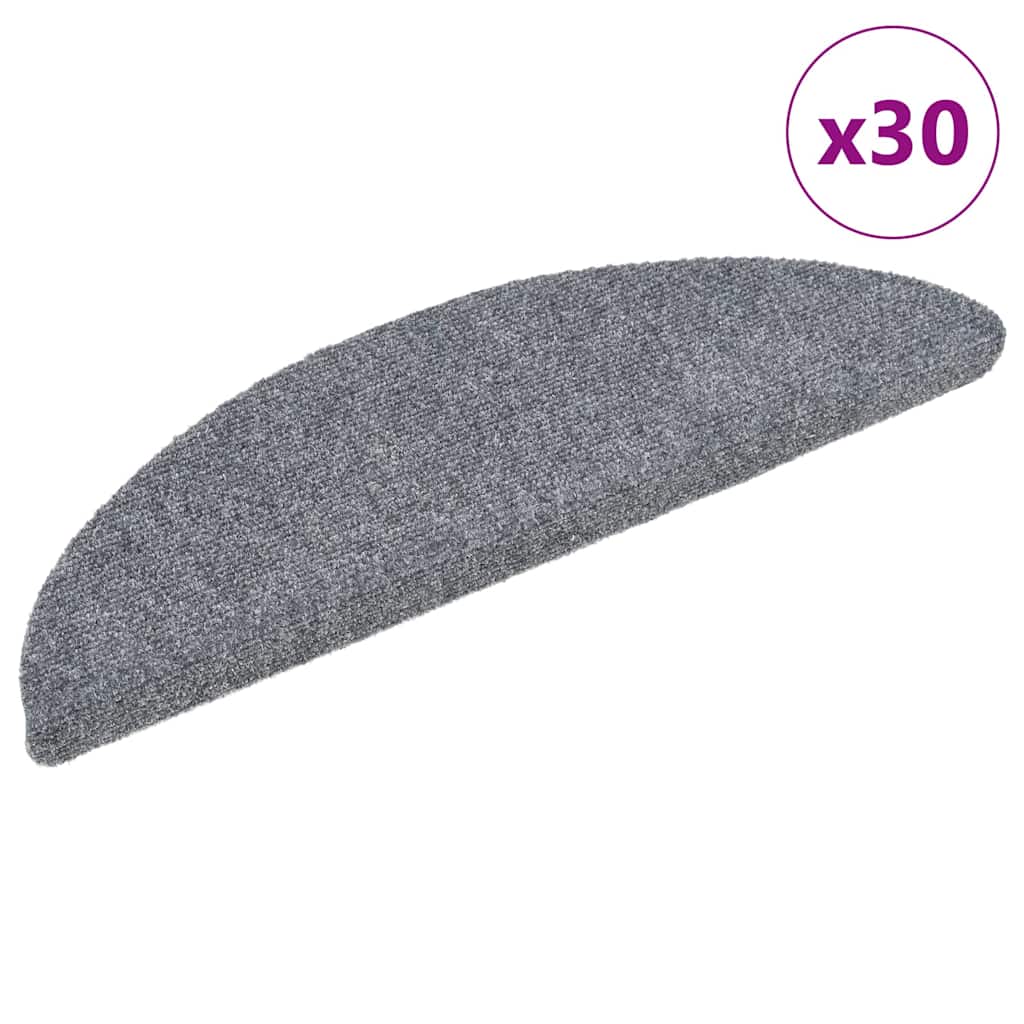 Vidaxl trapmatten zelfklevend 30 stuks 56x17x3 cm lichtgrijs halfrond