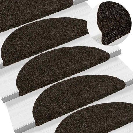 Vidaxl trapmatten zelfklevend 30 stuks 56x17x3 cm donkerbruin halfrond