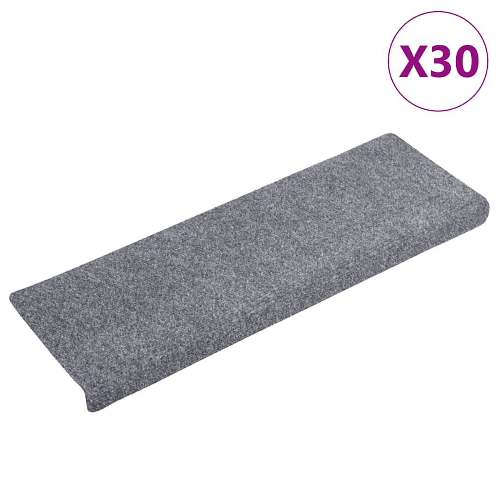 Vidaxl trapmatten zelfklevend 30 stuks 65x21x4 cm lichtgrijs rechthoekige rand