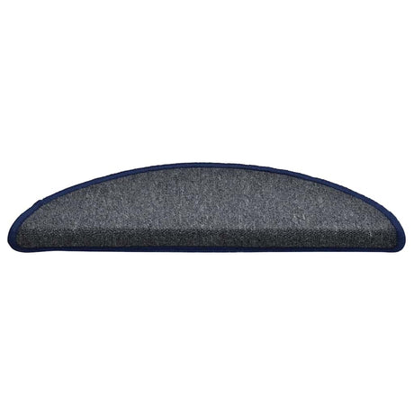 Vidaxl trapmatten 30 st 56x17x3 cm donkergrijs en blauw halfrond