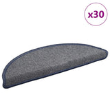 Vidaxl trapmatten 30 st 56x17x3 cm lichtgrijs en blauw halfrond